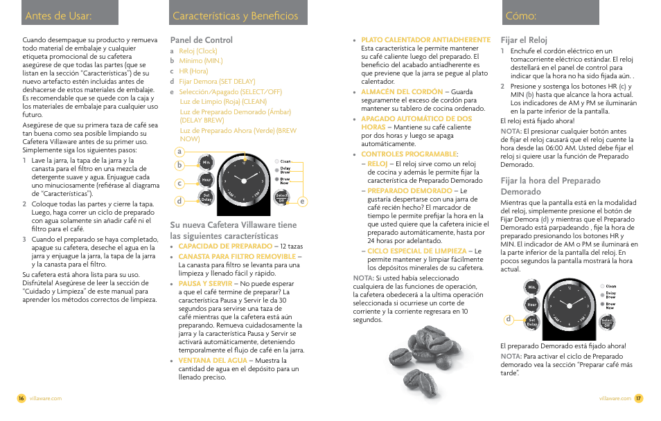 Antes de usar: características y beneficios, Cómo | Villaware NDVLCD0000 User Manual | Page 10 / 14