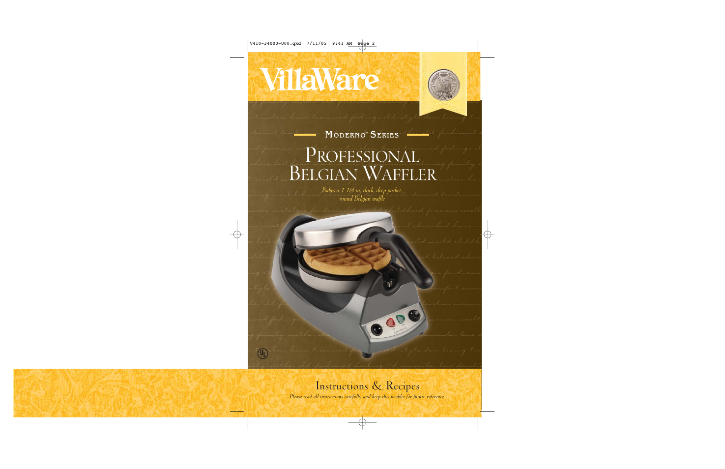 Villaware BELGIAN WAFFLER User Manual | 11 pages