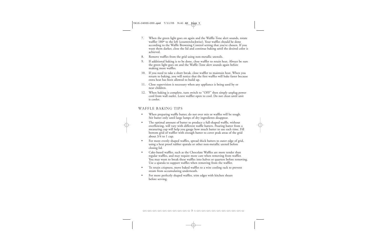Villaware BELGIAN WAFFLER User Manual | Page 4 / 11