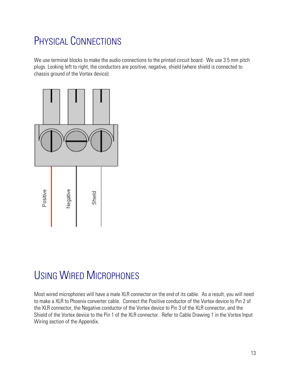 Physical connections, Using wired microphones | Vortex Media VTX 1000 User Manual | Page 13 / 103