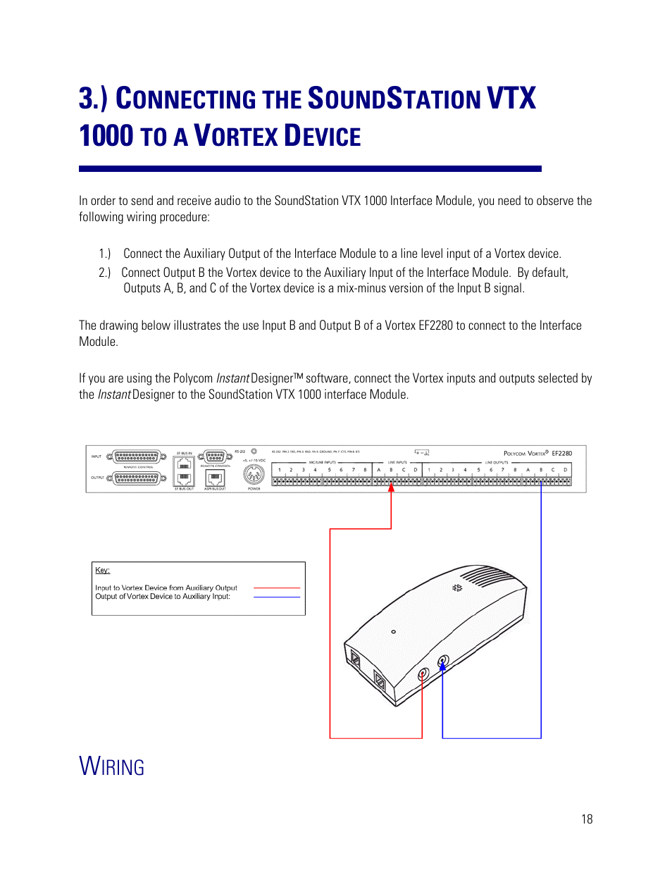 Wiring, Vtx 1000, Onnecting the | Ound, Tation, Ortex, Evice | Vortex Media VTX 1000 User Manual | Page 18 / 103