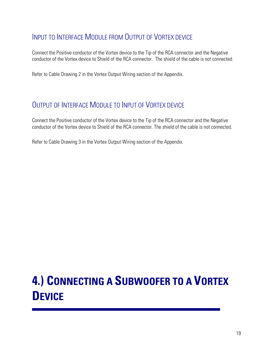 ) connecting a subwoofer to a vortex device, Onnecting a, Ubwoofer to a | Ortex, Evice | Vortex Media VTX 1000 User Manual | Page 19 / 103