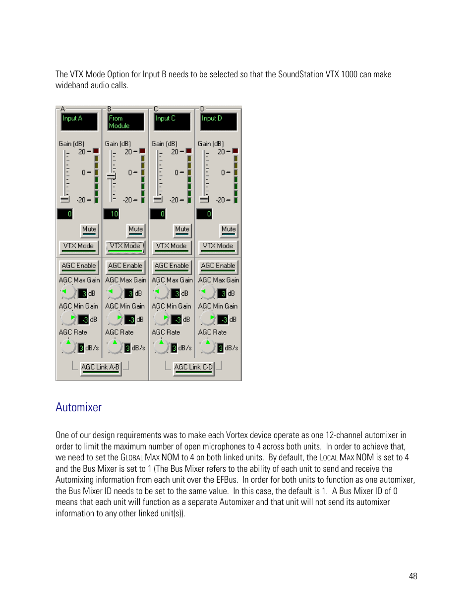 Automixer | Vortex Media VTX 1000 User Manual | Page 48 / 103