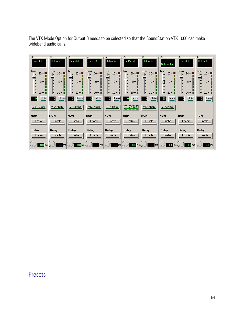Presets | Vortex Media VTX 1000 User Manual | Page 54 / 103