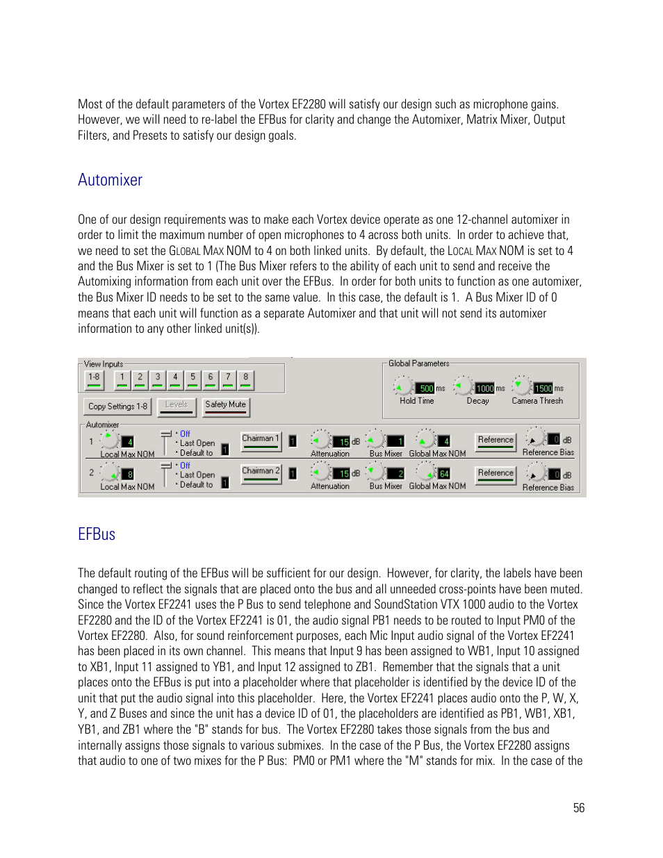 Automixer, Efbus | Vortex Media VTX 1000 User Manual | Page 56 / 103