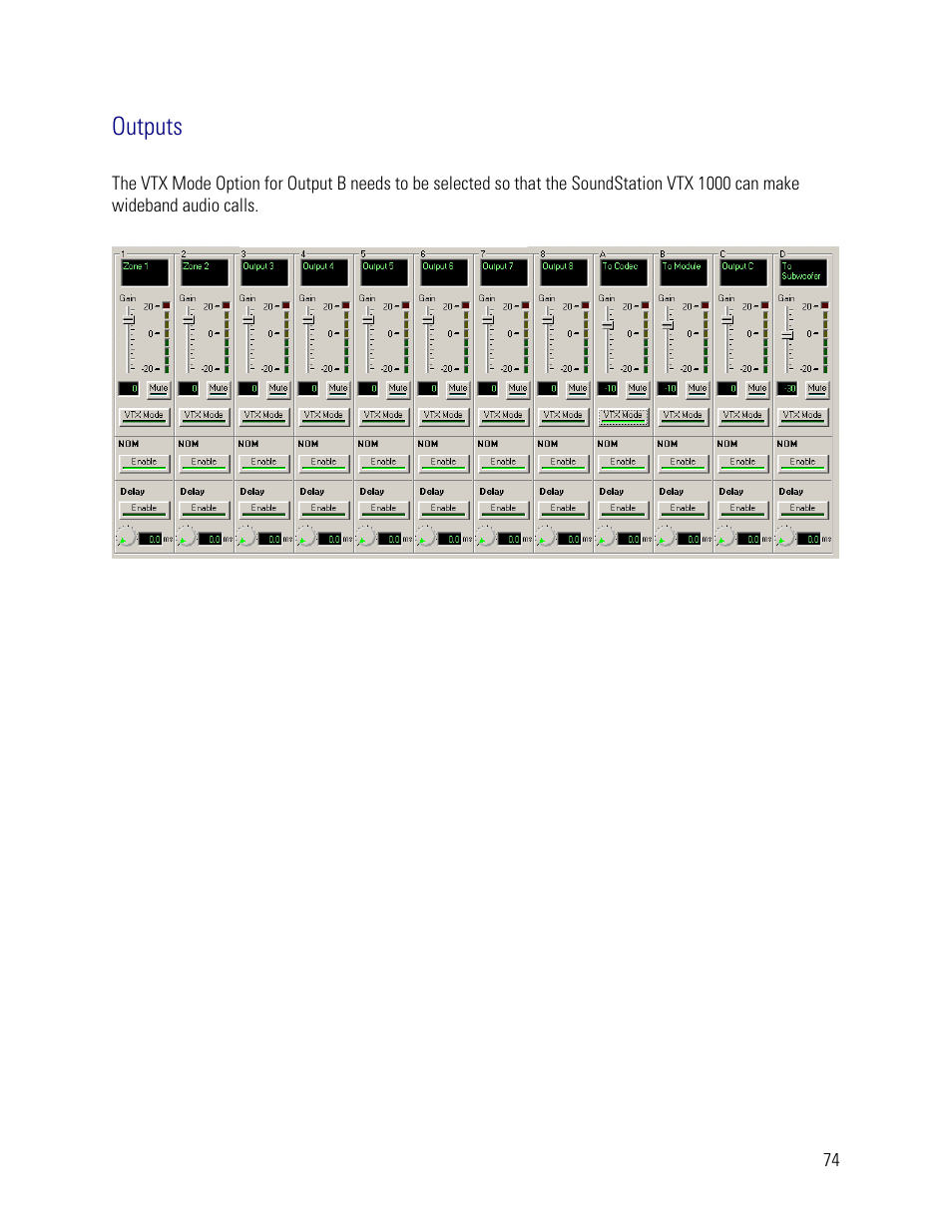 Outputs | Vortex Media VTX 1000 User Manual | Page 74 / 103