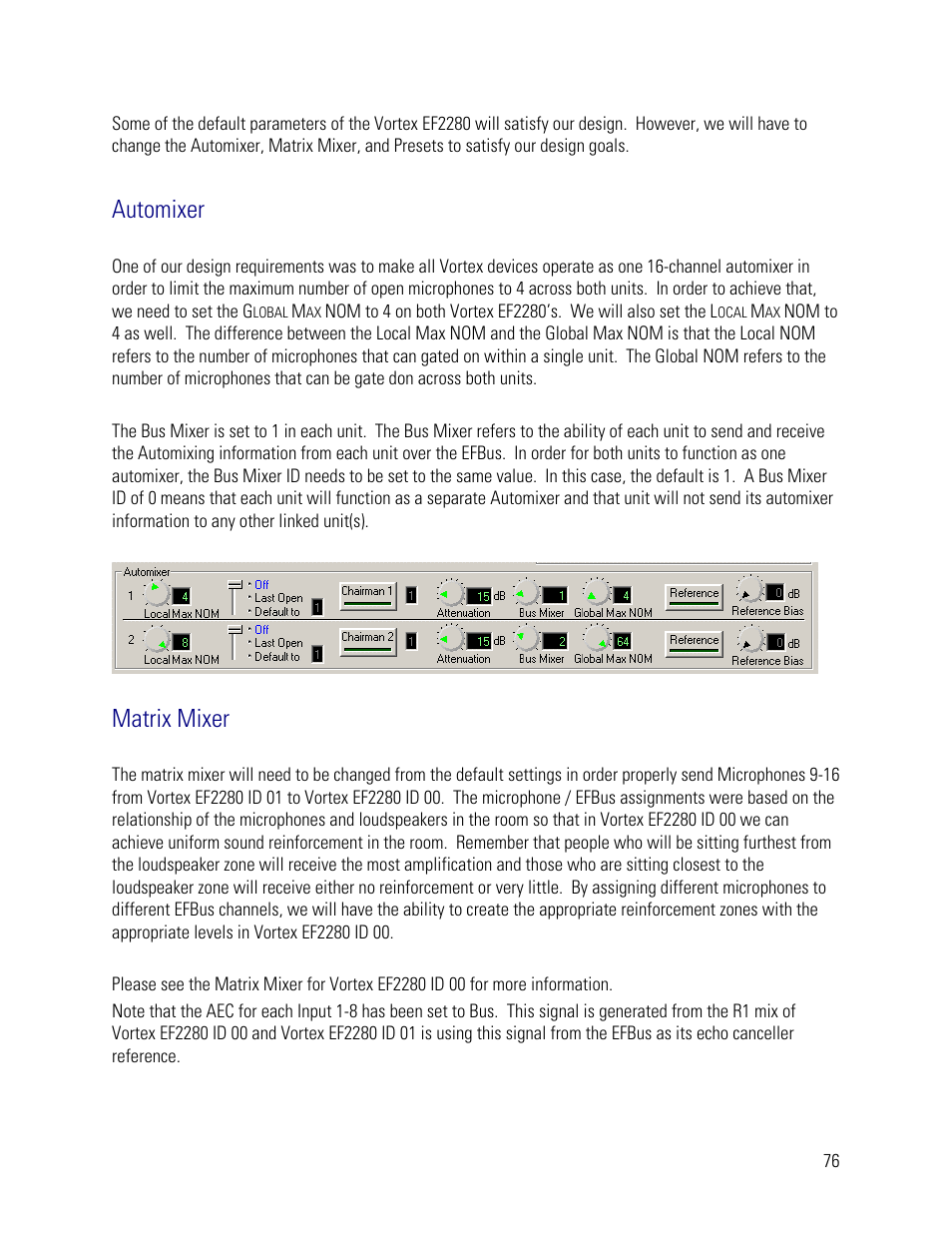Automixer, Matrix mixer | Vortex Media VTX 1000 User Manual | Page 76 / 103