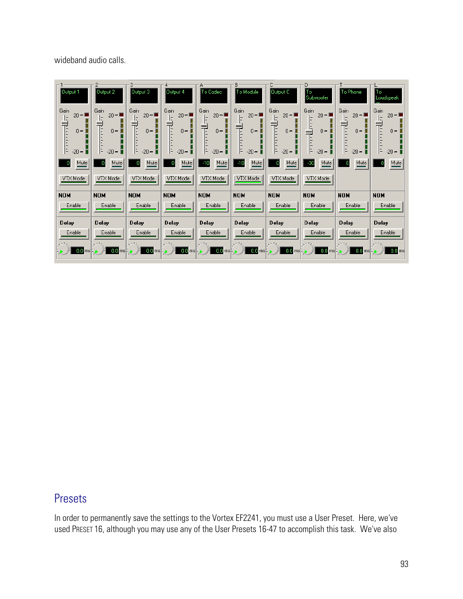 Presets | Vortex Media VTX 1000 User Manual | Page 93 / 103