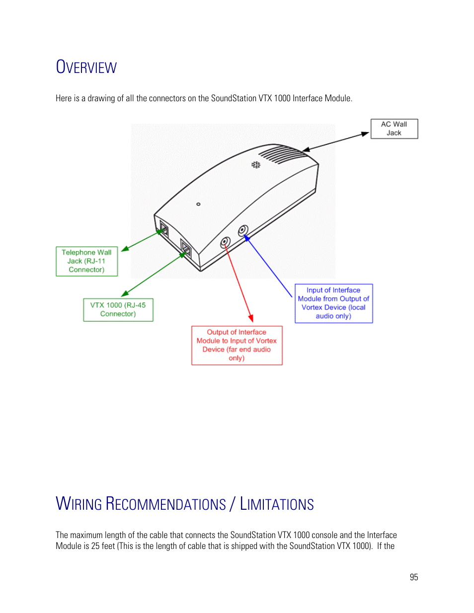 Overview, Wiring recommendations / limitations, Verview | Iring, Ecommendations, Imitations | Vortex Media VTX 1000 User Manual | Page 95 / 103