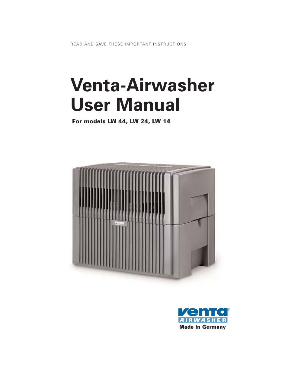 Venta Airwasher LW 44 User Manual | 16 pages