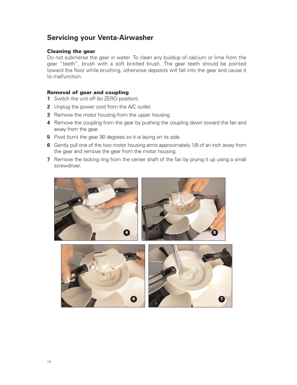 Servicing your venta-airwasher | Venta Airwasher LW 44 User Manual | Page 14 / 16