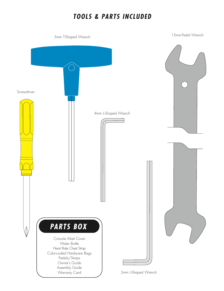 Parts box, Tools & parts included | Vision Fitness R2650HRT User Manual | Page 3 / 9