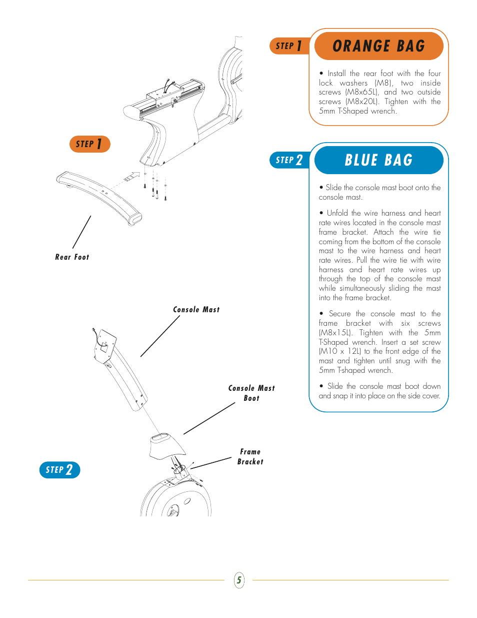 Orange bag, Blue bag | Vision Fitness R2650HRT User Manual | Page 5 / 9