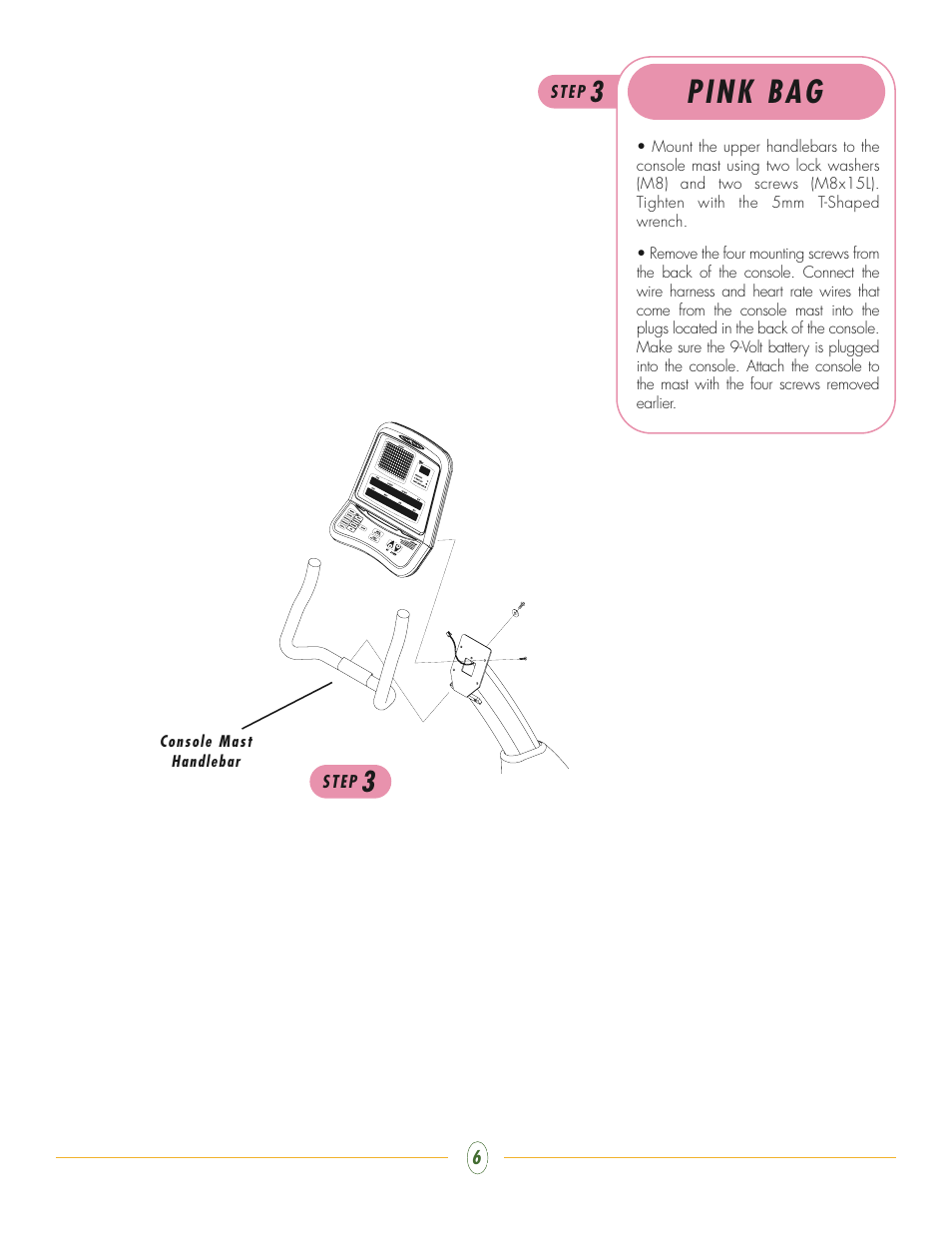 Pink bag | Vision Fitness R2650HRT User Manual | Page 6 / 9