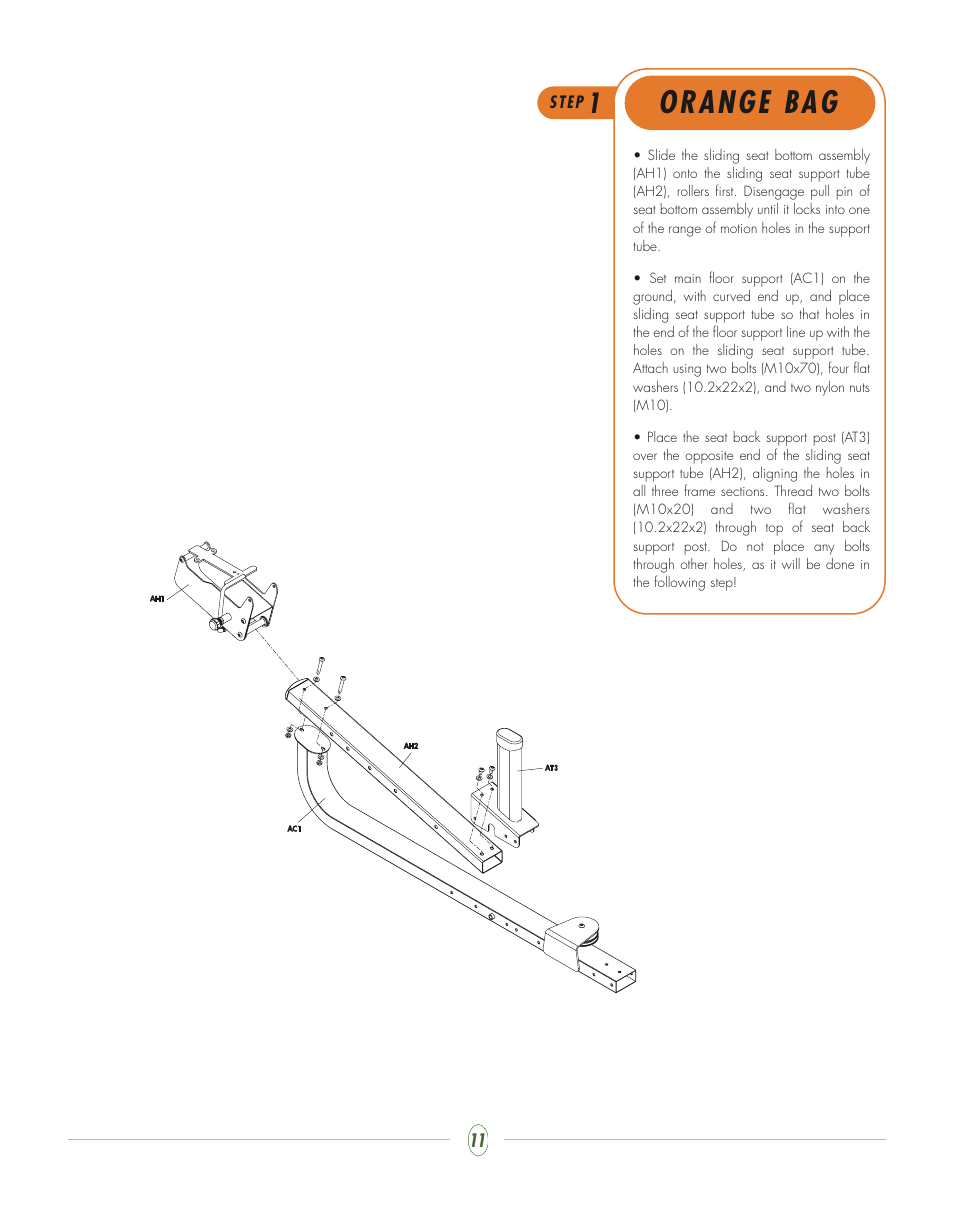 Orange bag | Vision Fitness ST720 User Manual | Page 11 / 32