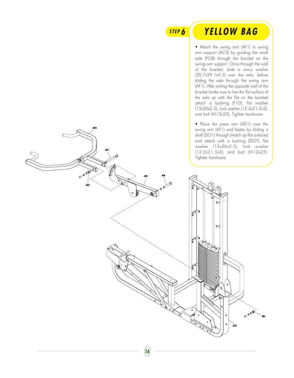 Yellow bag | Vision Fitness ST720 User Manual | Page 16 / 32