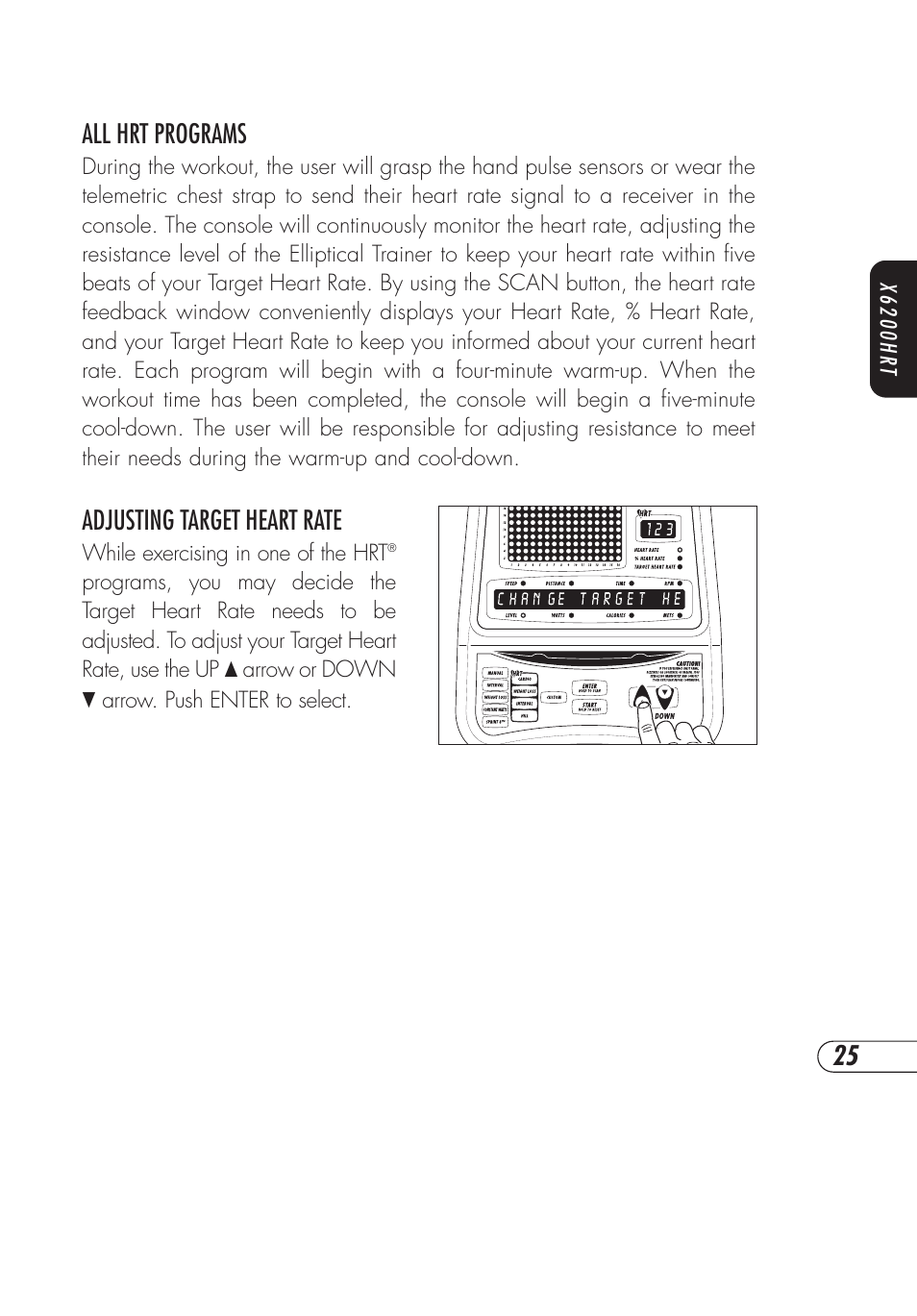 All hrt programs, Adjusting target heart rate | Vision Fitness X6200HRT User Manual | Page 29 / 60