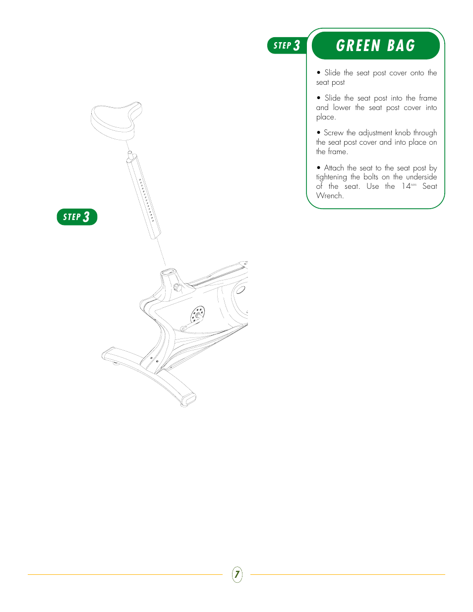 Green bag | Vision Fitness E3000 User Manual | Page 7 / 8