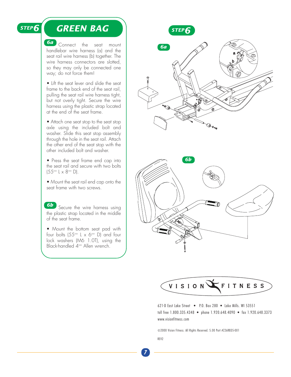 Green bag 6 | Vision Fitness R2600HRC User Manual | Page 7 / 7