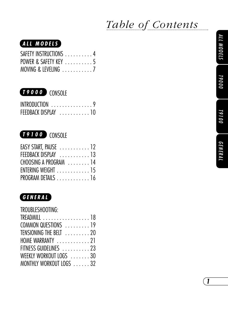 Vision Fitness T9100 User Manual | Page 5 / 40