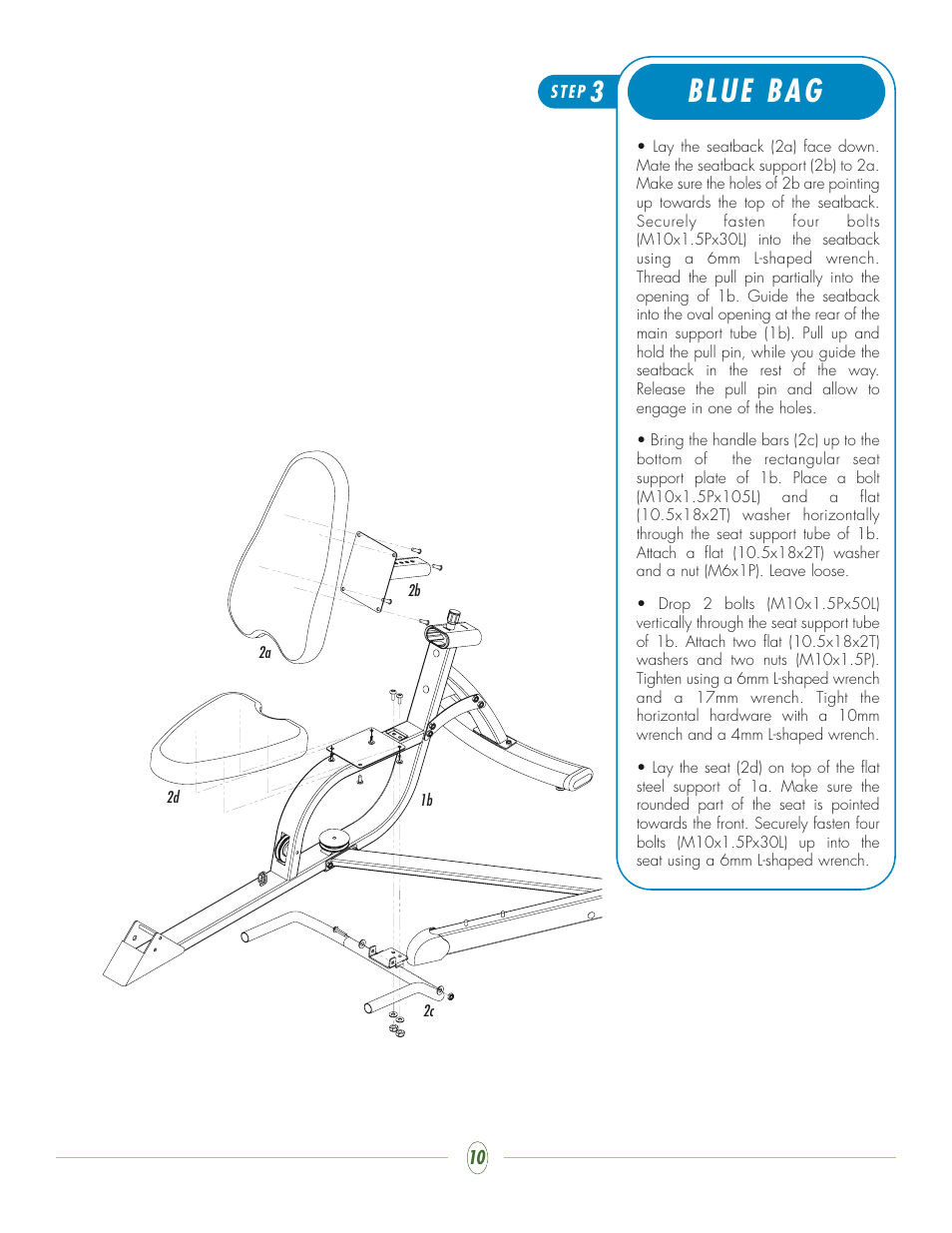 Blue bag | Vision Fitness ST250 User Manual | Page 10 / 16