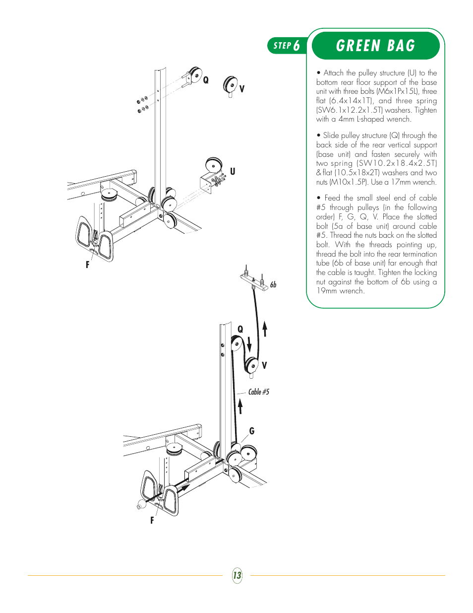 Green bag | Vision Fitness ST250 User Manual | Page 13 / 16