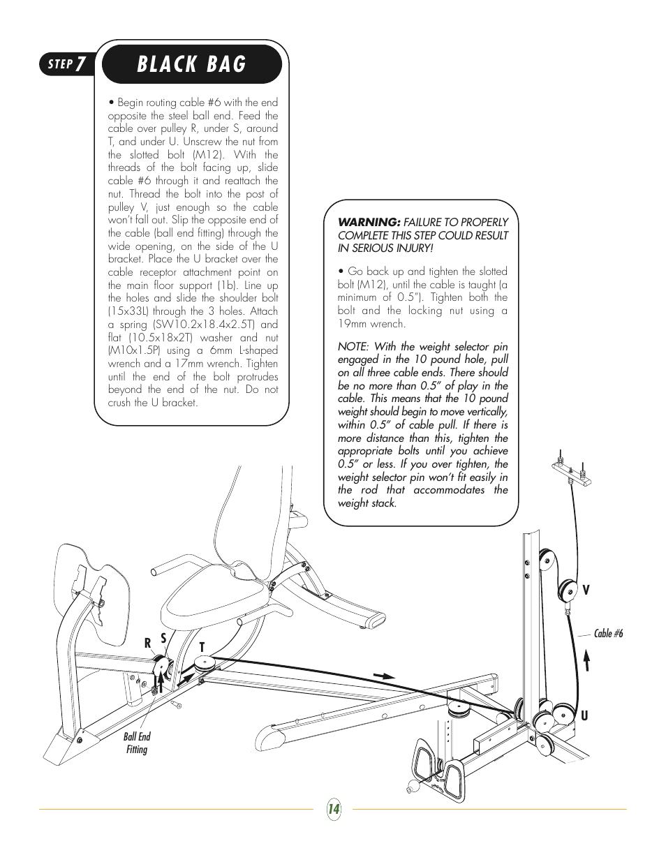 Black bag | Vision Fitness ST250 User Manual | Page 14 / 16