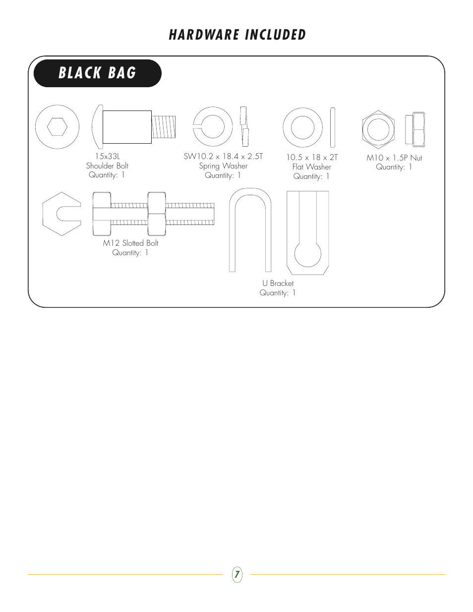 Black bag, Hardware included | Vision Fitness ST250 User Manual | Page 7 / 16