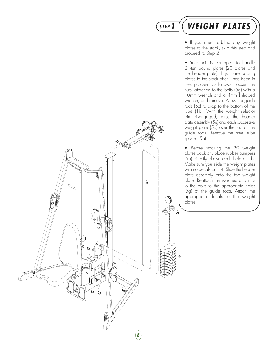 Weight plates | Vision Fitness ST250 User Manual | Page 8 / 16