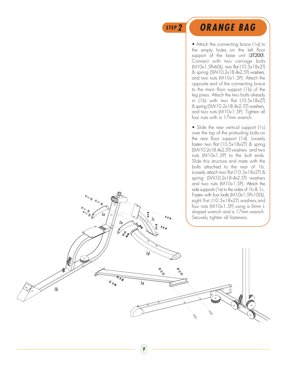 Orange bag | Vision Fitness ST250 User Manual | Page 9 / 16