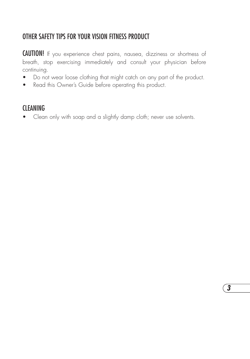 Cleaning | Vision Fitness E3200 User Manual | Page 7 / 72