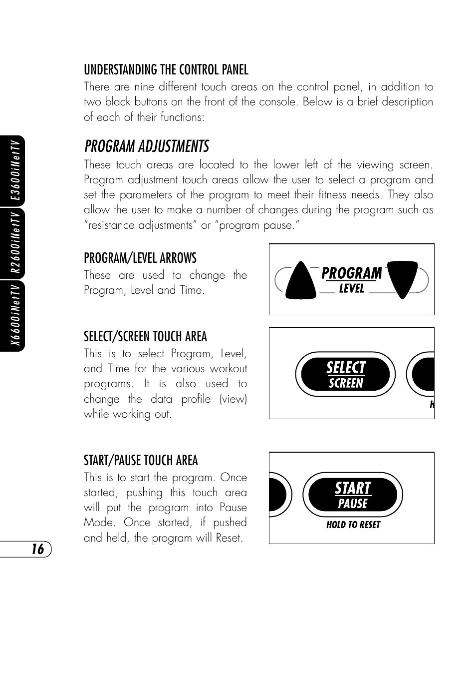 Program adjustments | Vision Fitness NetTV General User Manual | Page 20 / 48