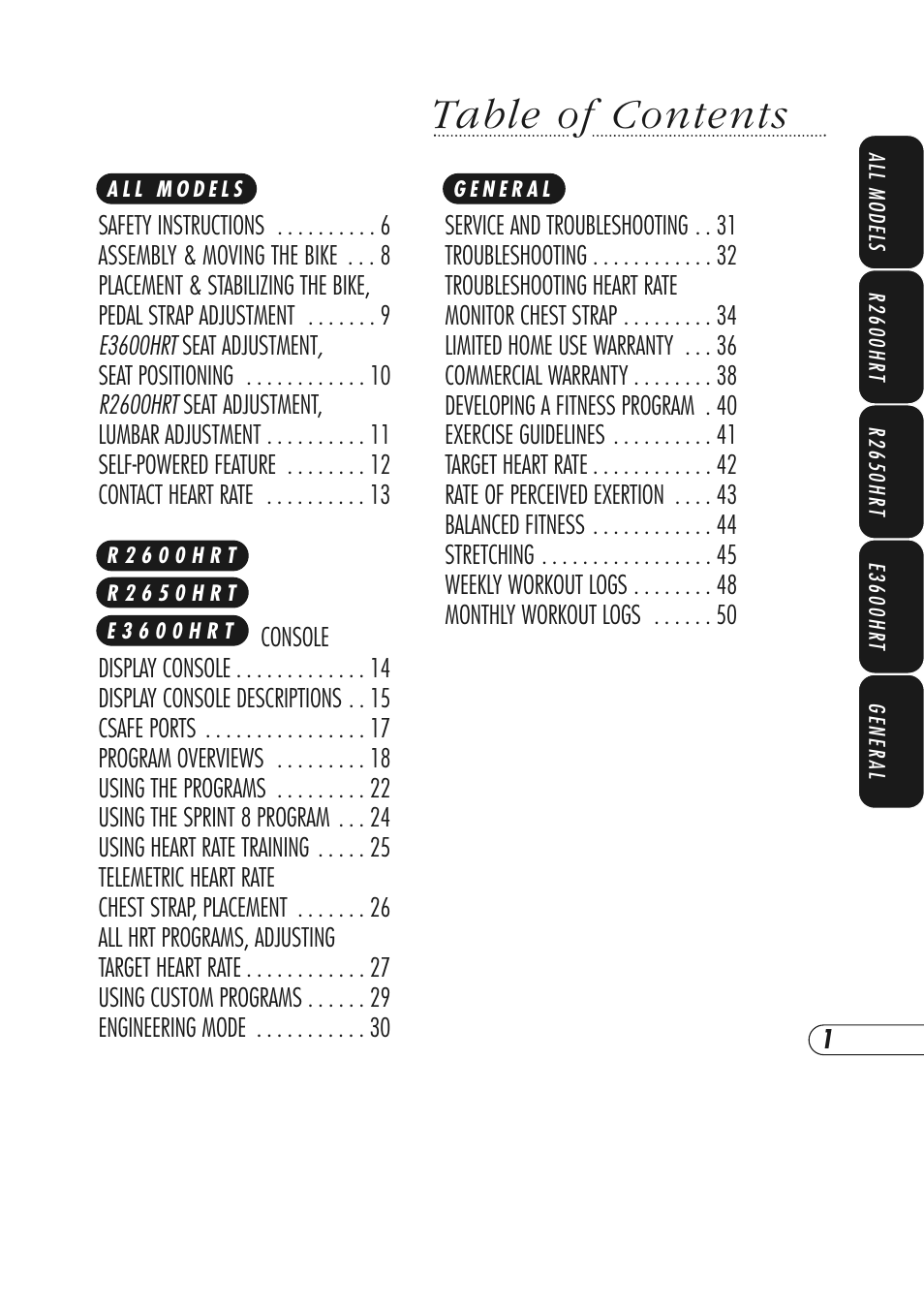 Vision Fitness R2600HRT User Manual | Page 5 / 60
