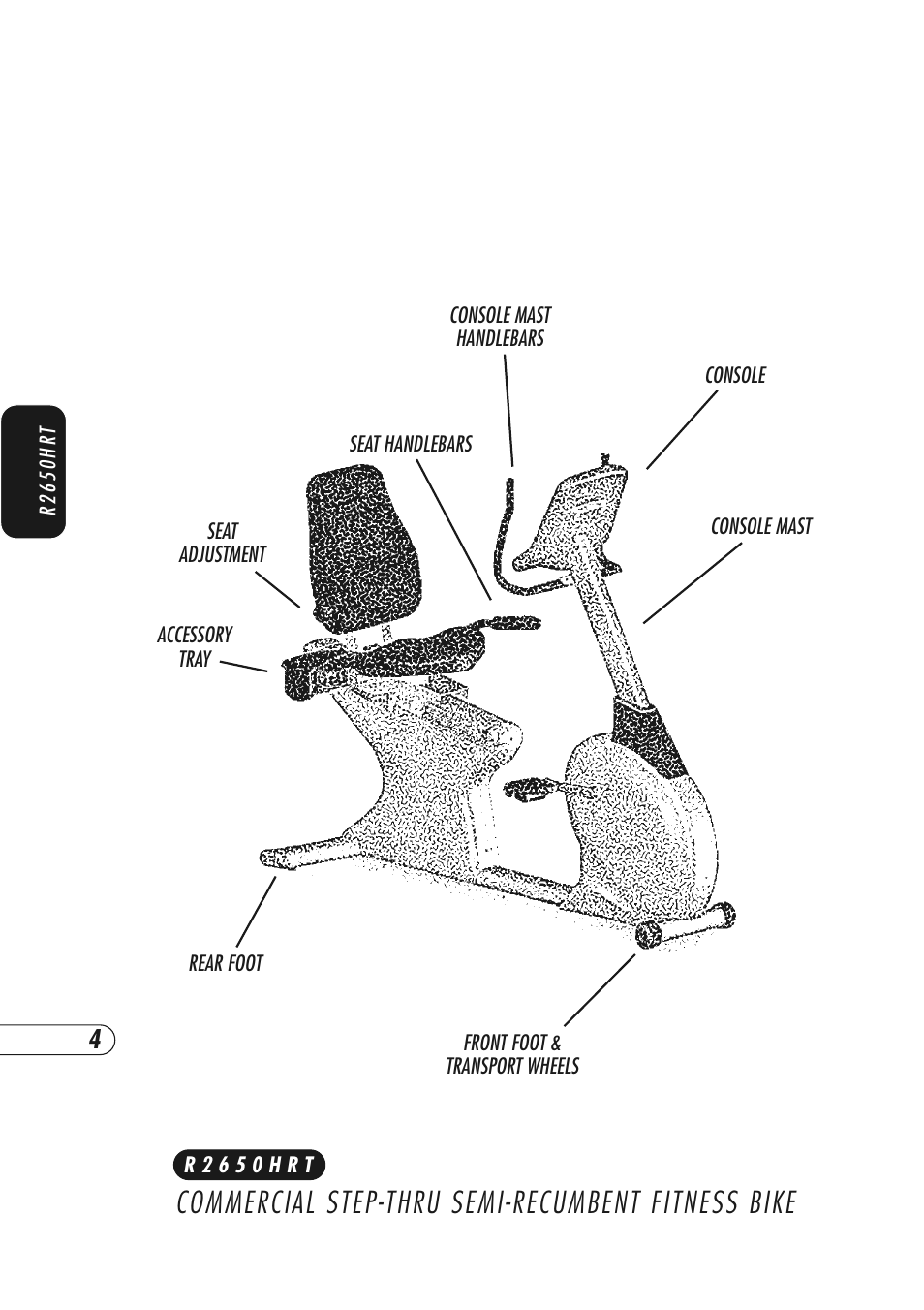 Commercial step-thru semi-recumbent fitness bike | Vision Fitness R2600HRT User Manual | Page 8 / 60