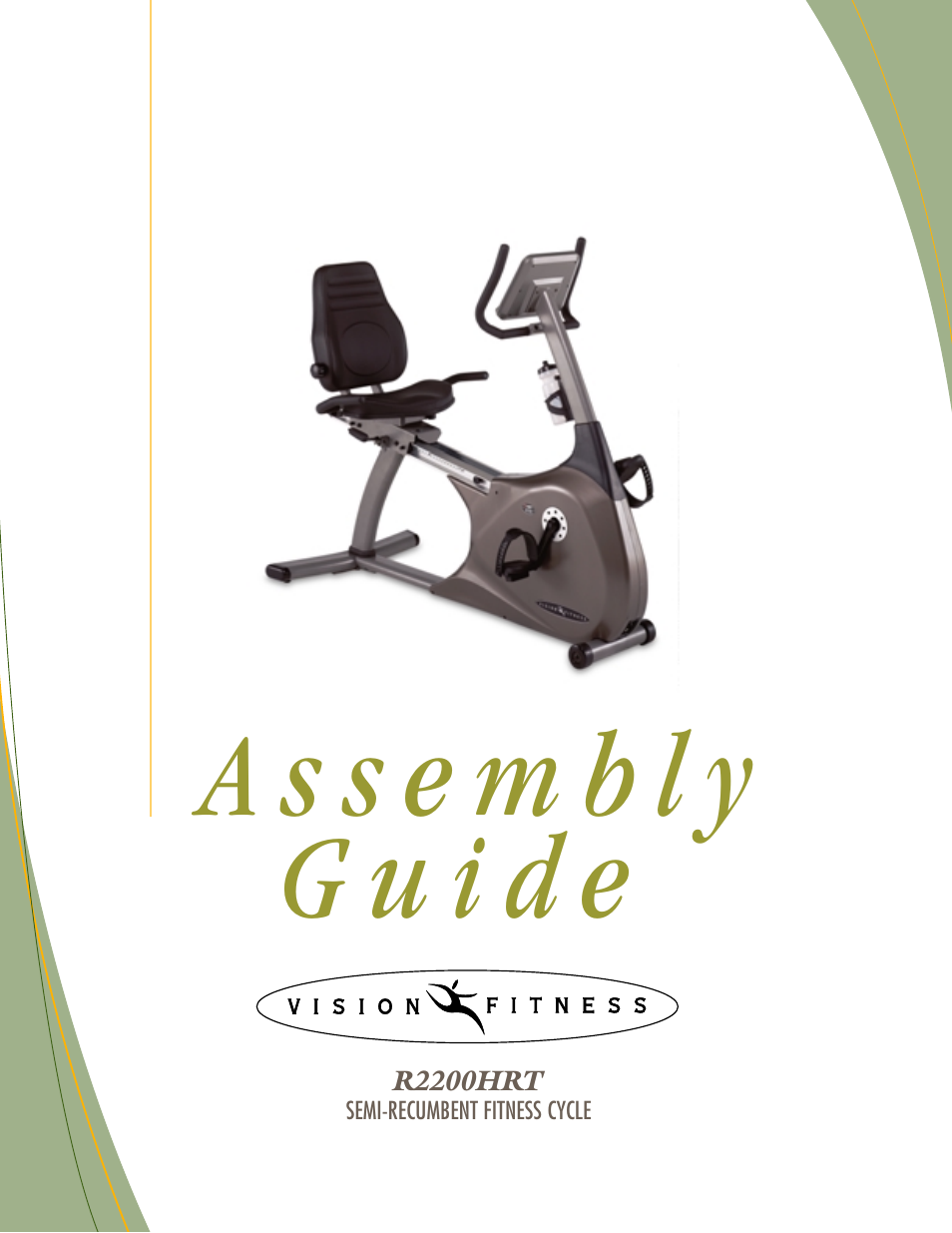 Vision Fitness R2200HRT User Manual | 7 pages