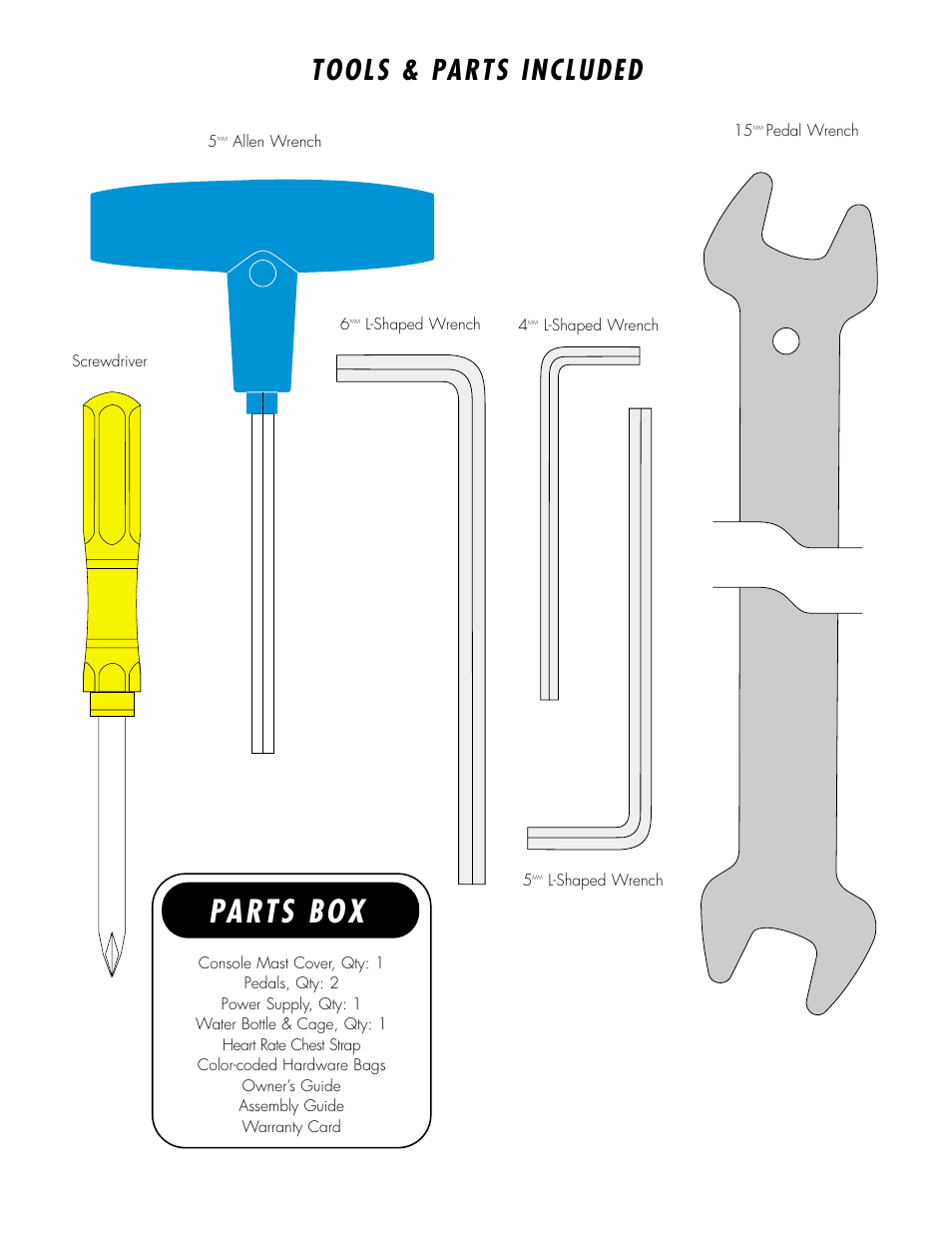 Parts box, Tools & parts included | Vision Fitness R2200HRT User Manual | Page 3 / 7