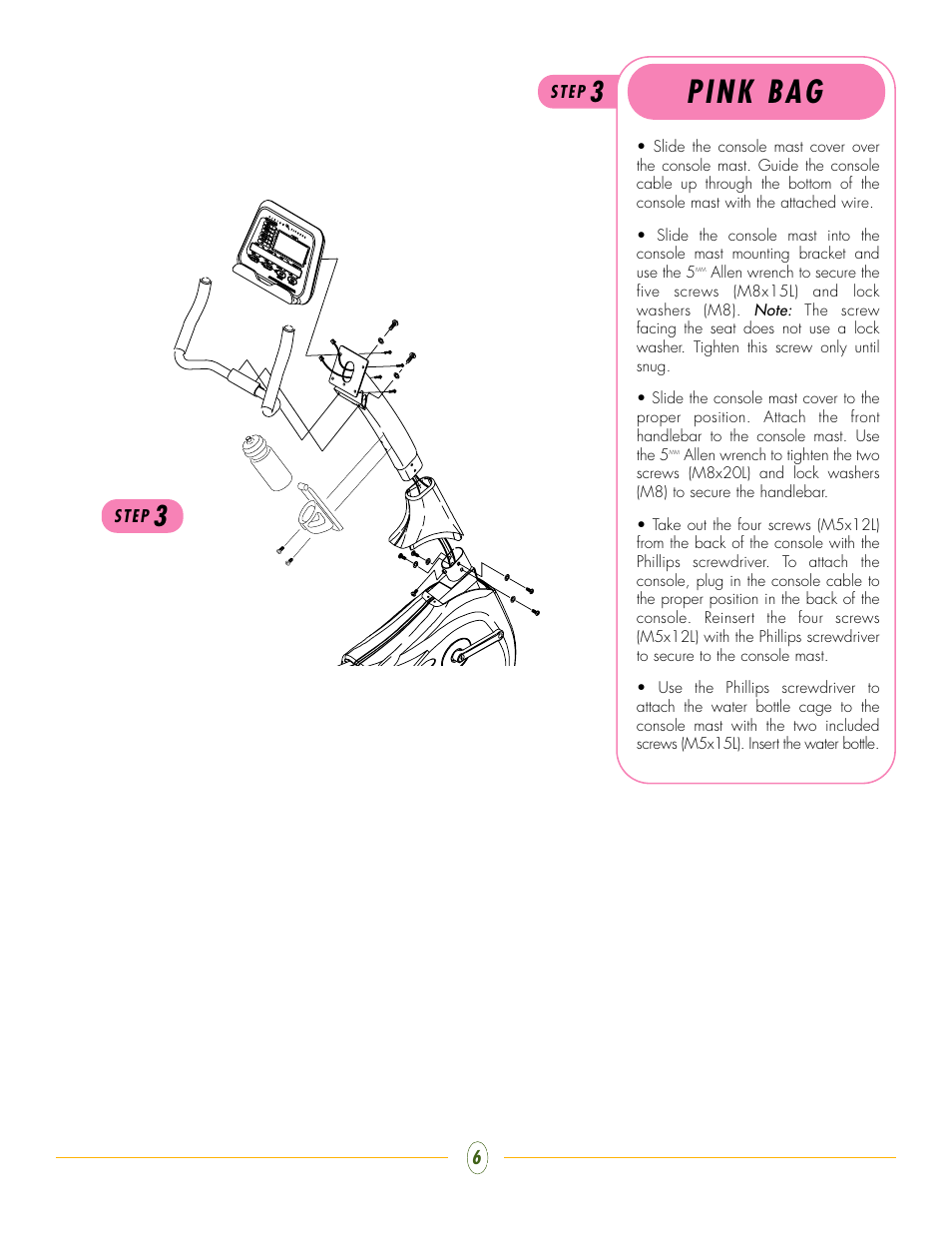 Pink bag | Vision Fitness R2200HRT User Manual | Page 6 / 7