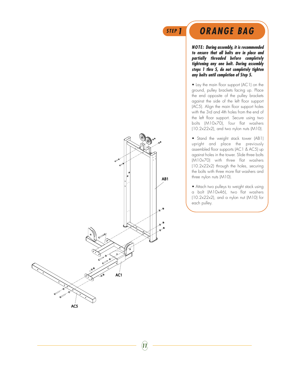 Orange bag | Vision Fitness ST770 User Manual | Page 11 / 32