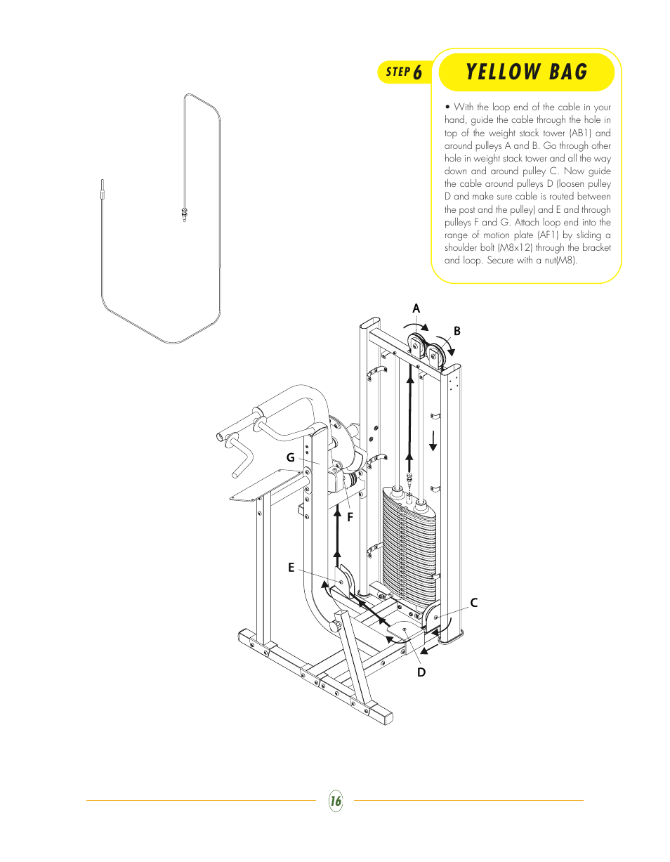 Yellow bag | Vision Fitness ST770 User Manual | Page 16 / 32