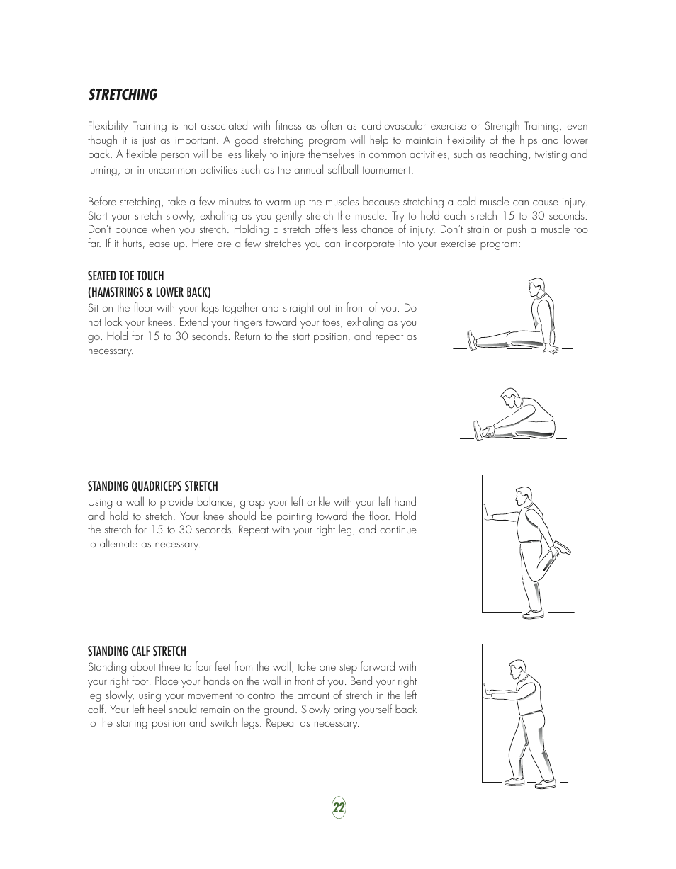 Stretching | Vision Fitness ST770 User Manual | Page 22 / 32