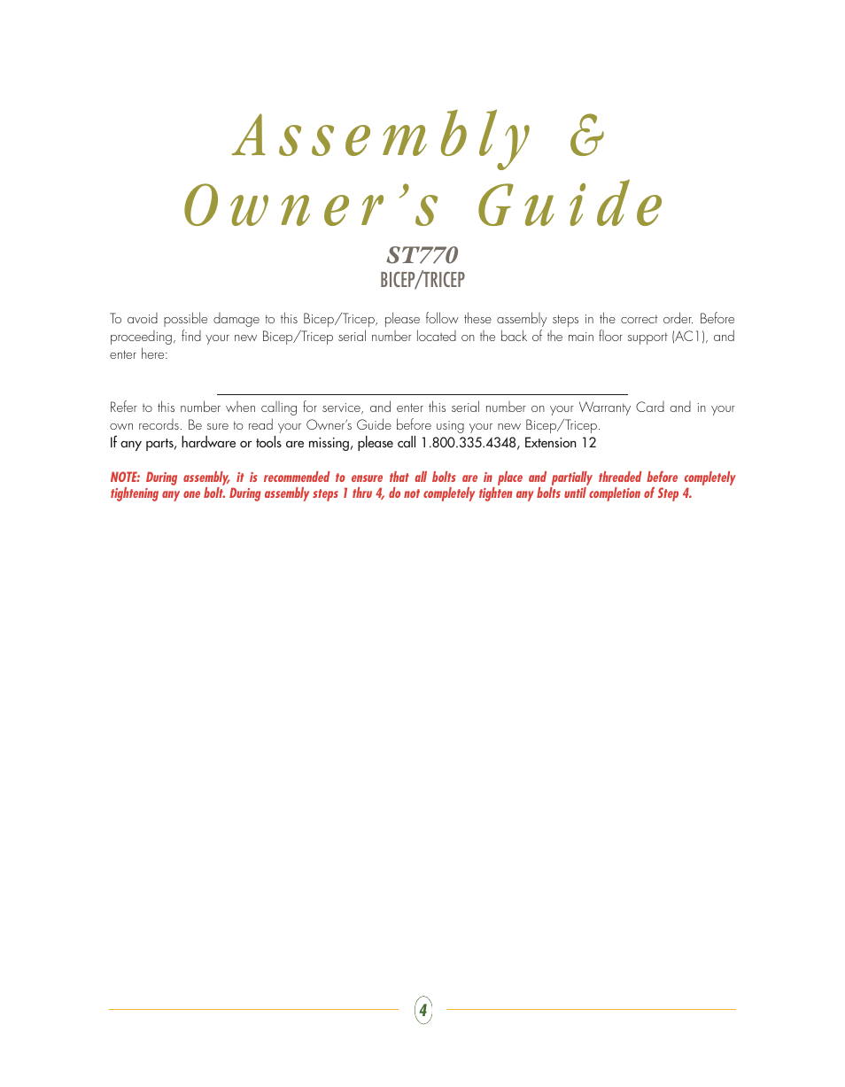 Vision Fitness ST770 User Manual | Page 4 / 32