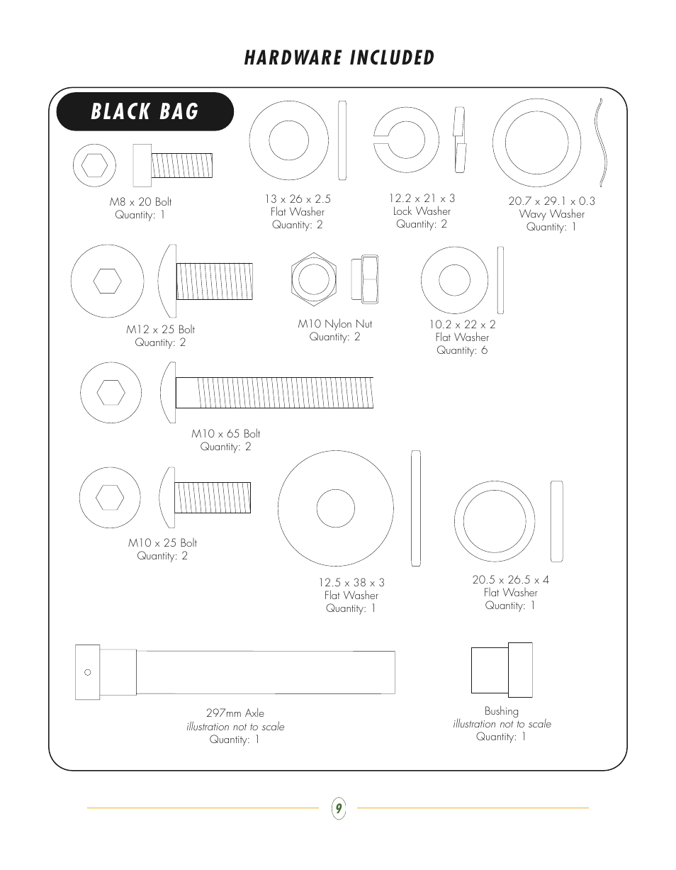 Black bag, Hardware included | Vision Fitness ST770 User Manual | Page 9 / 32