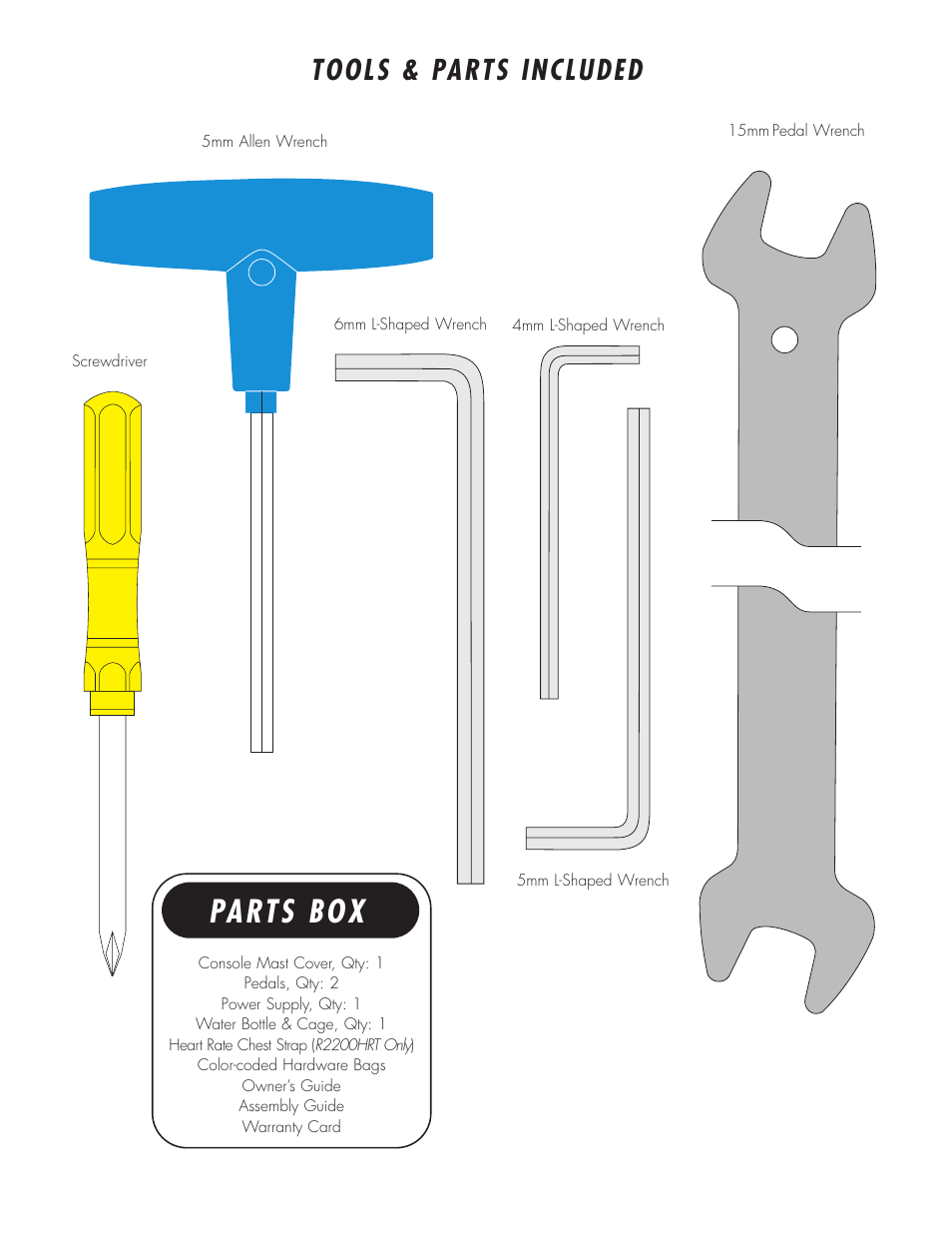 Parts box, Tools & parts included | Vision Fitness R2200 User Manual | Page 3 / 8