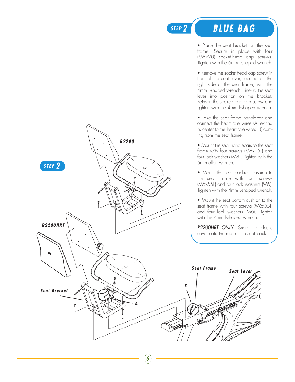 Blue bag | Vision Fitness R2200 User Manual | Page 6 / 8