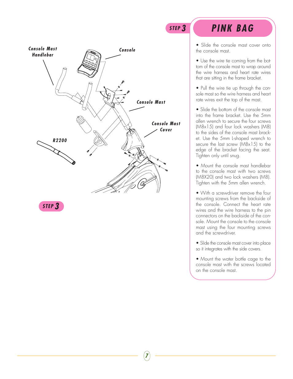 Pink bag | Vision Fitness R2200 User Manual | Page 7 / 8