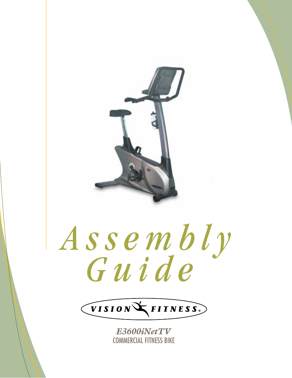 Vision Fitness E3600iNetTV User Manual | 8 pages