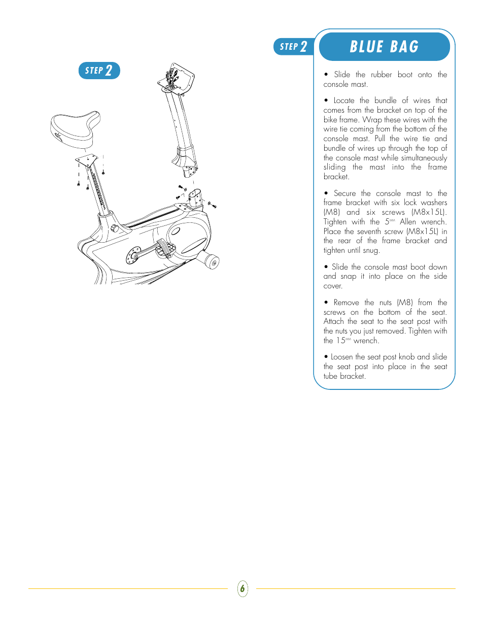 Blue bag | Vision Fitness E3600iNetTV User Manual | Page 6 / 8