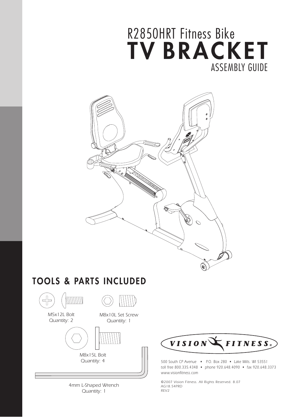 Vision Fitness R2850HRT User Manual | 2 pages