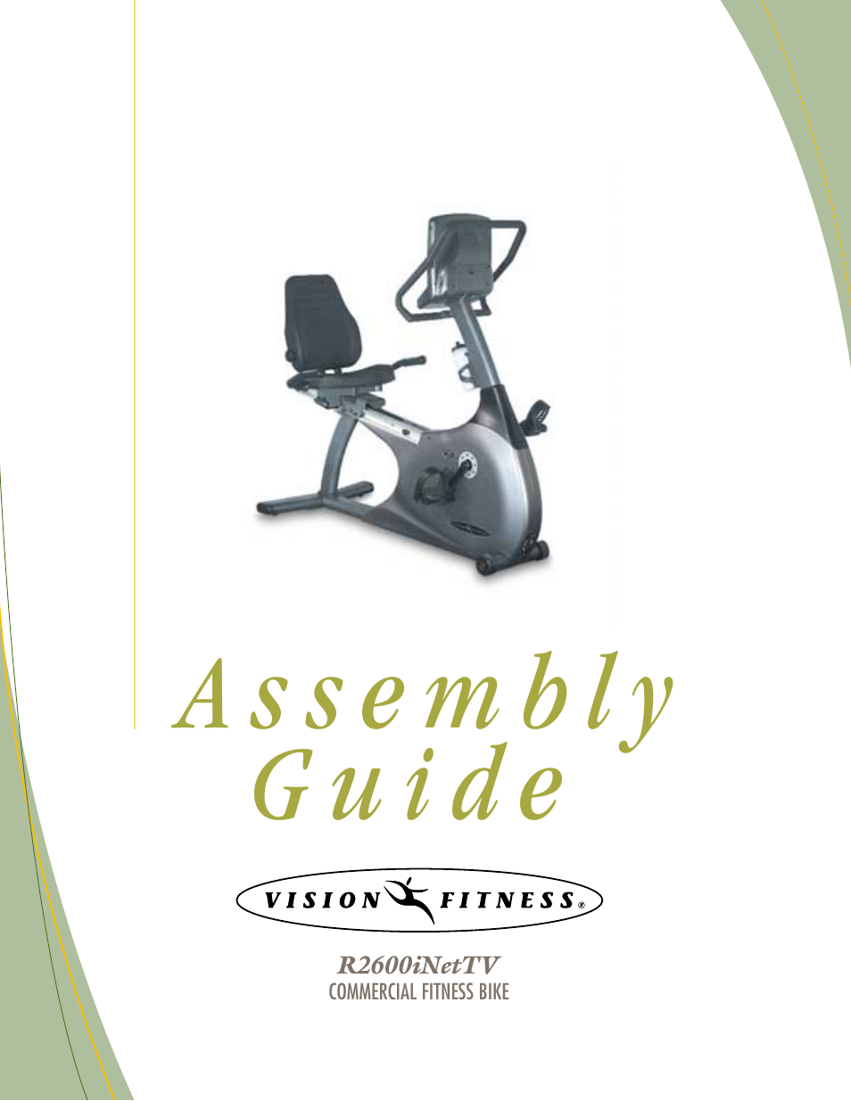 Vision Fitness R2600iNetTV User Manual | 8 pages