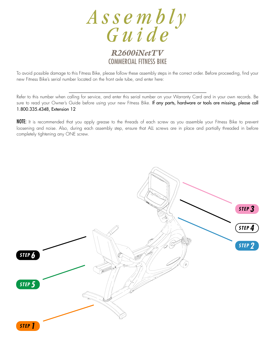 Vision Fitness R2600iNetTV User Manual | Page 2 / 8